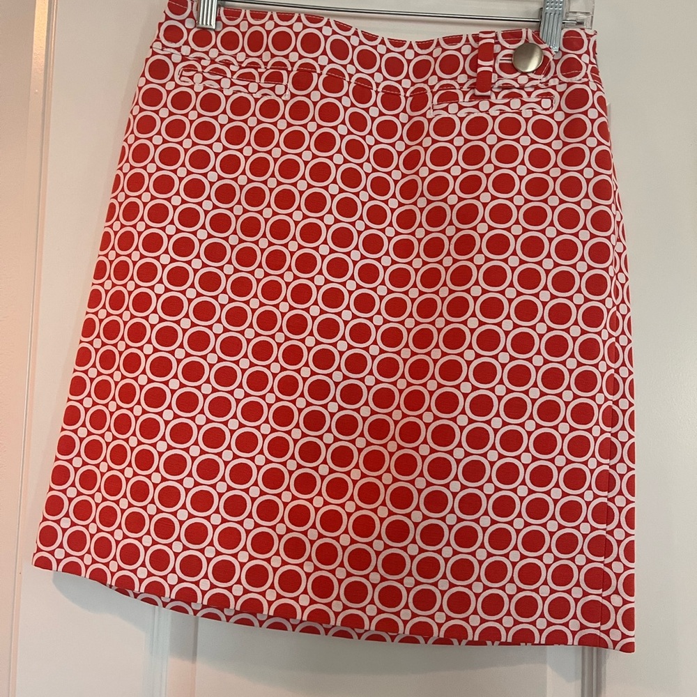 Ann Taylor Stylish Orange Patterned Skirt